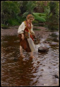 1911年頃のアルブダーレンの少女 作： Anders Leonard Zorn